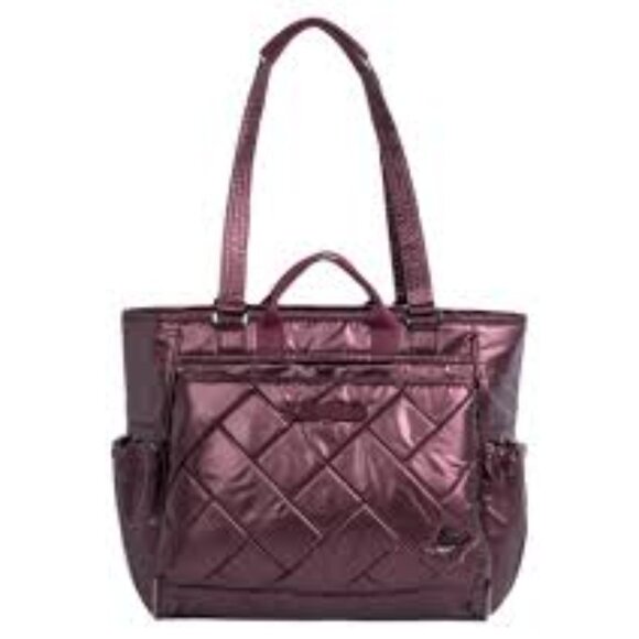 lug Handbags - Lug Cabby SE Tote Bag Metallic Wine Burgundy